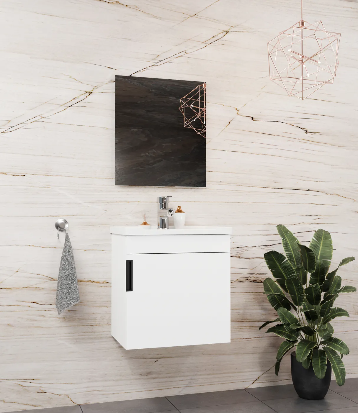 Meuble salle de bain Yalova 50x36 Blanc — 1 porte