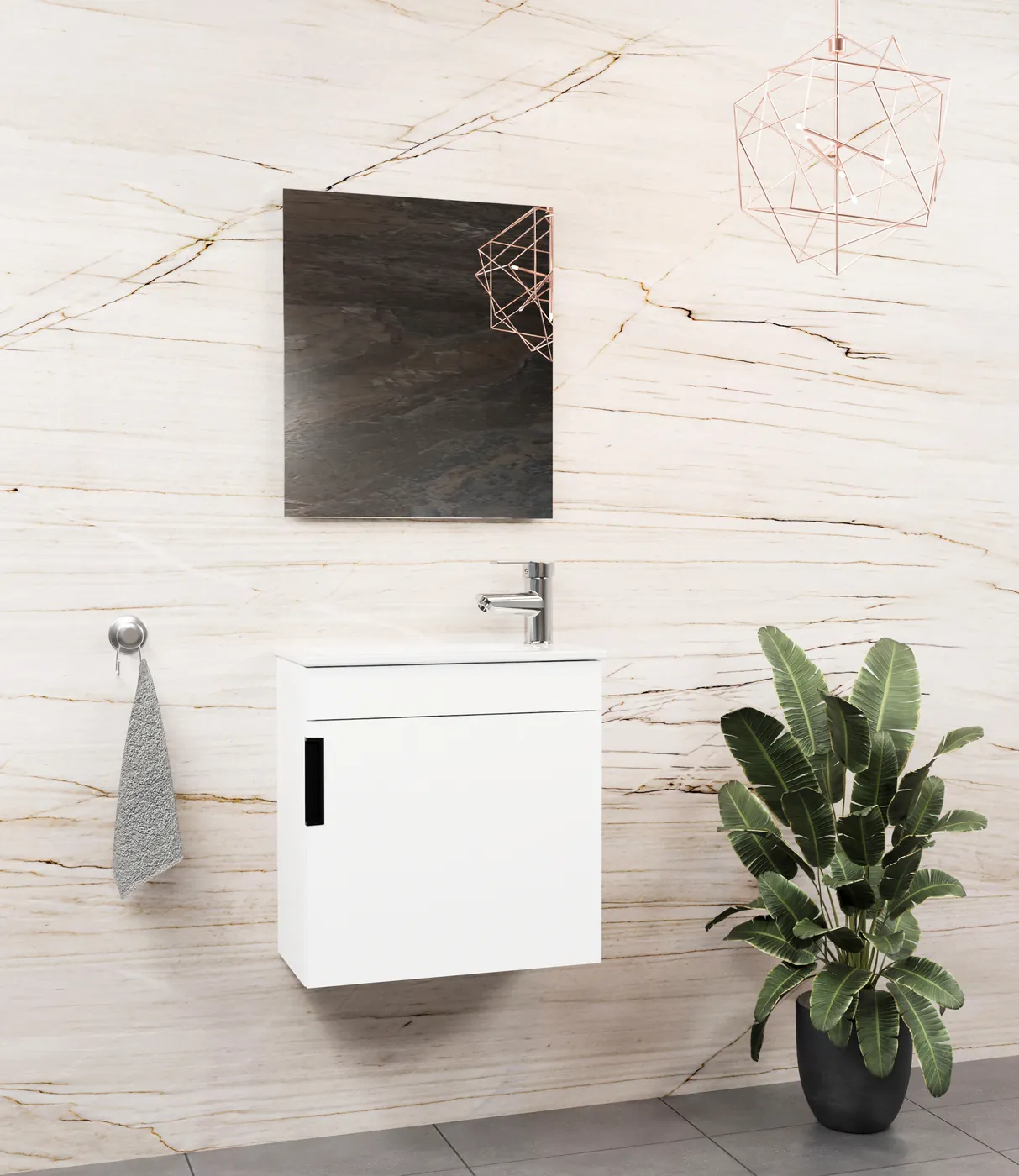 Meuble salle de bain Yalova 50x26 Blanc — 1 porte