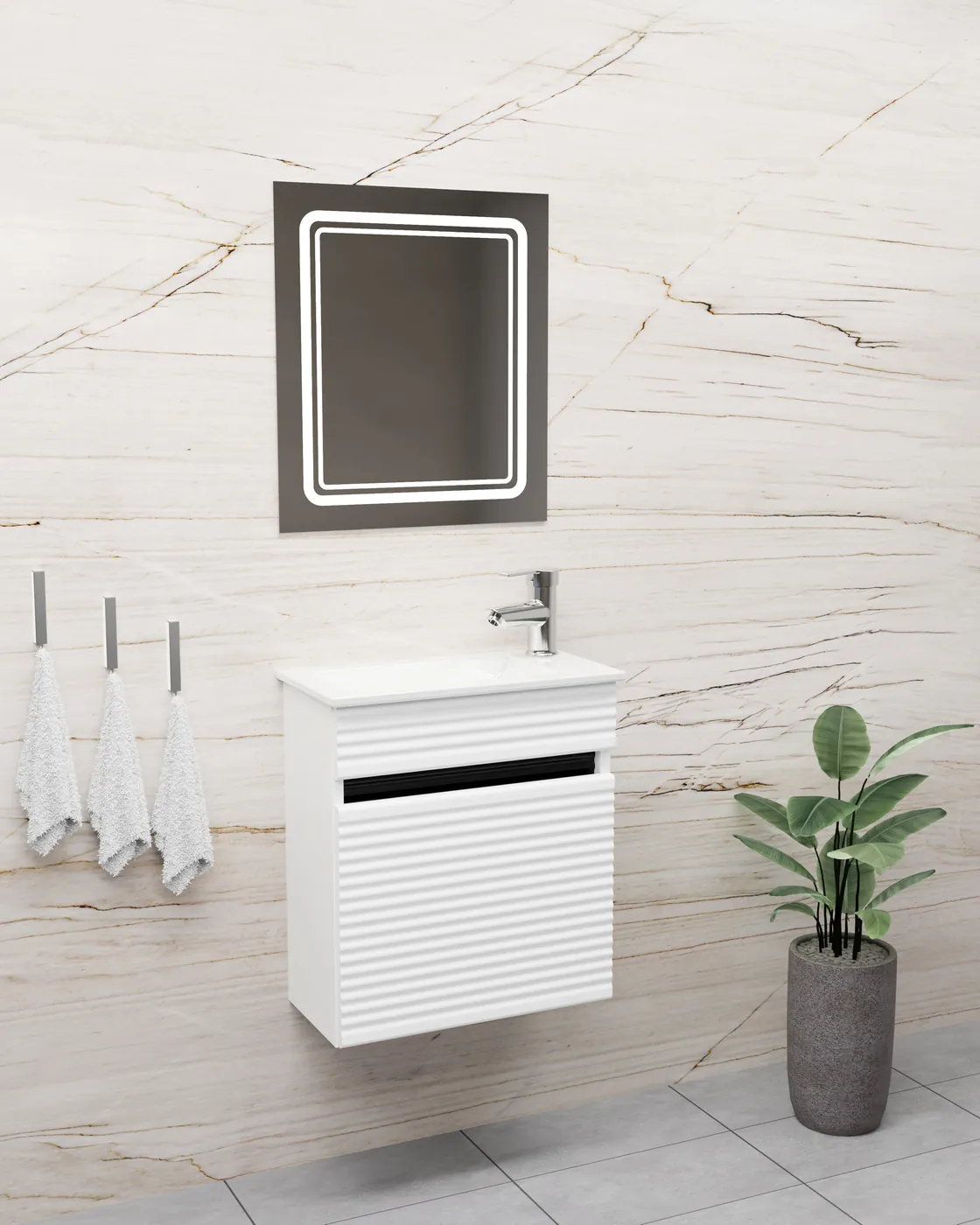 Meuble salle de bain Luna Barde Blanc — 1 porte