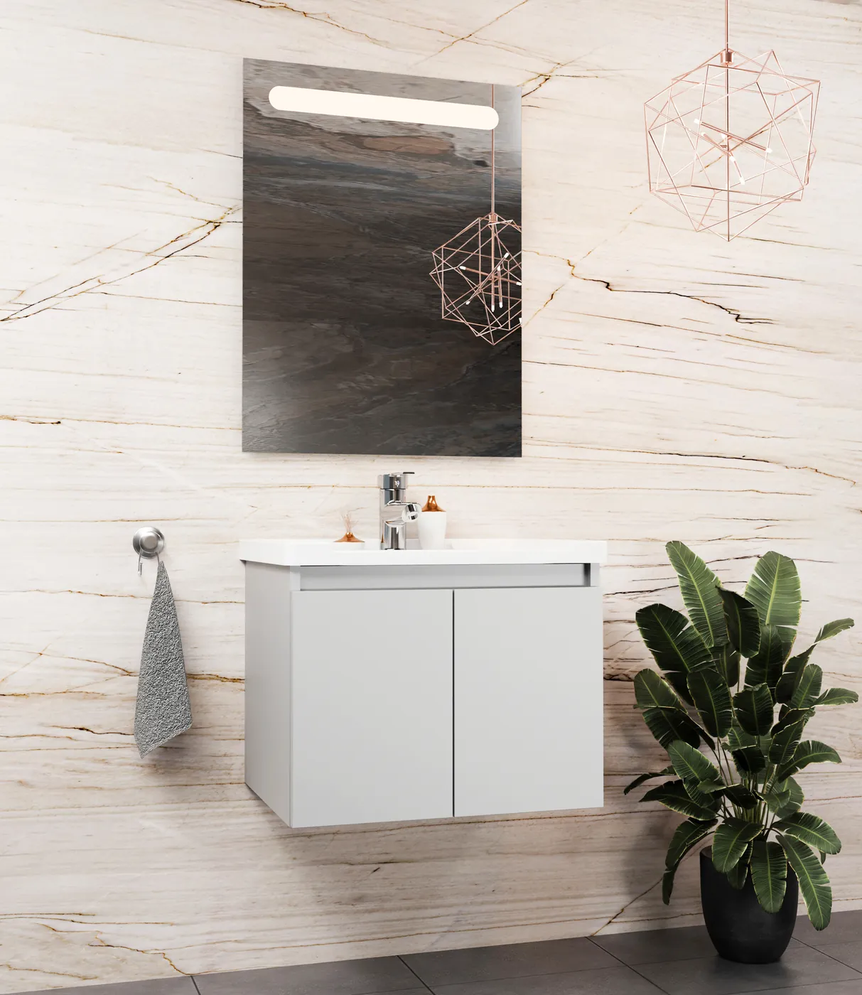 Meuble salle de bain Evora Gris 50x36 cm / 60x46 cm / 80x46 cm