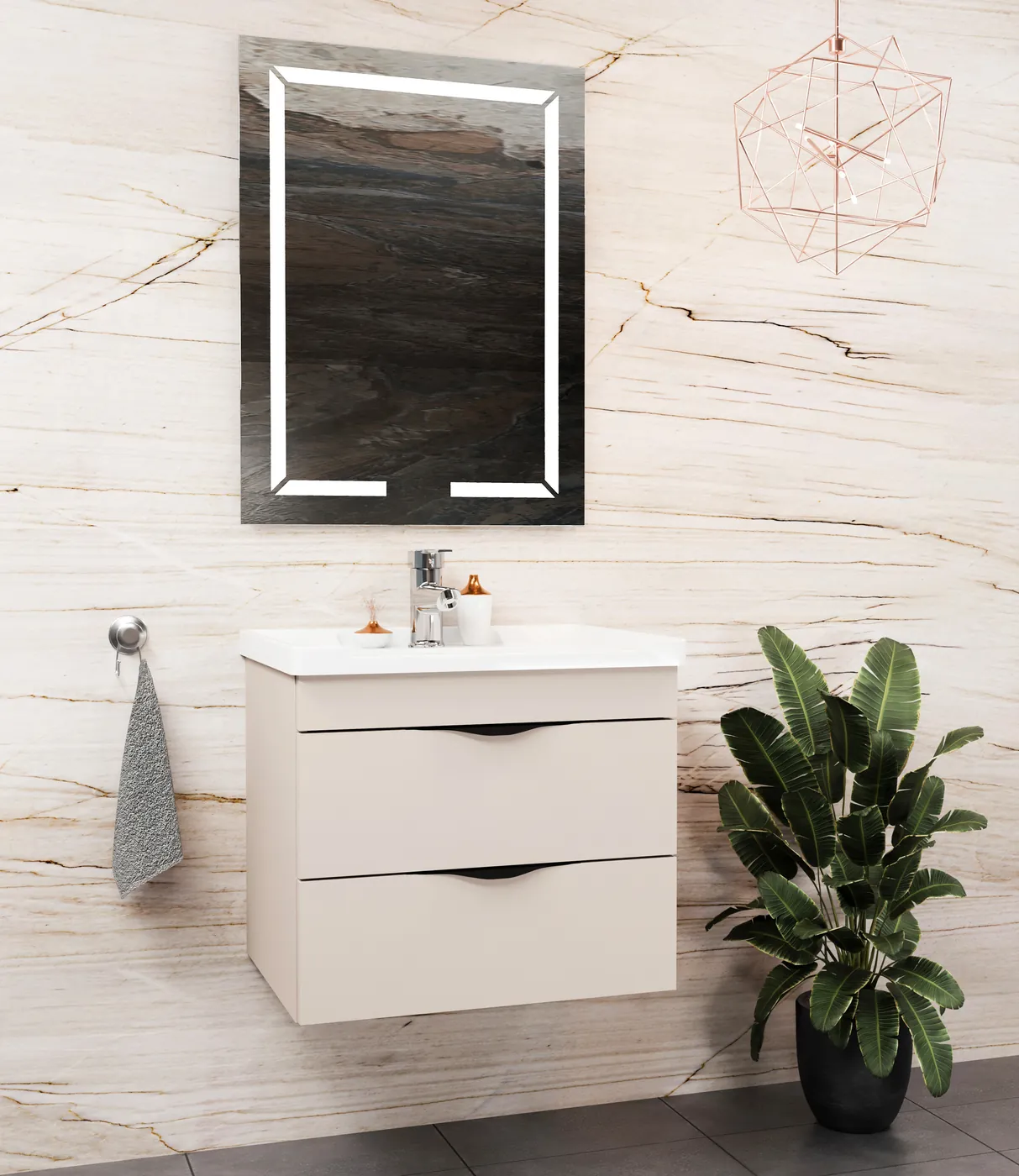 Meuble salle de bain Romero Minéral 60x46 cm / 80x46 cm