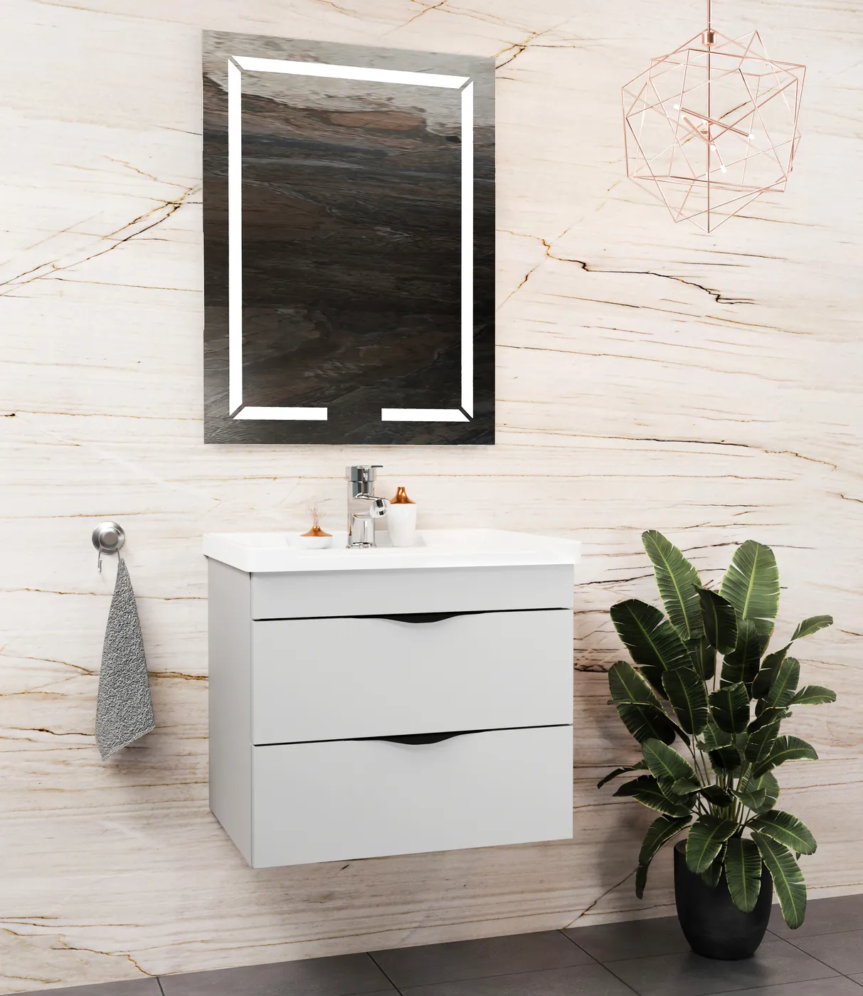 Meuble salle de bain Romero Gris 60x46 cm / 80x46 cm