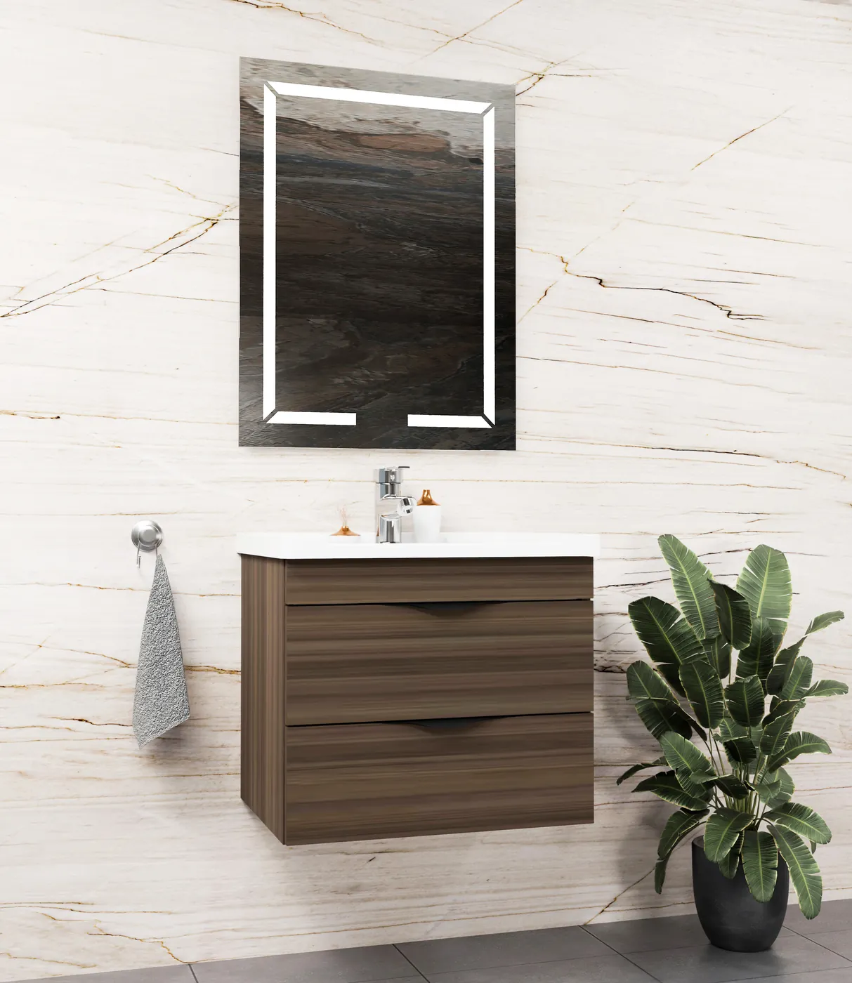 Meuble salle de bain Romero Noyer américain 60x46 cm / 80x46 cm