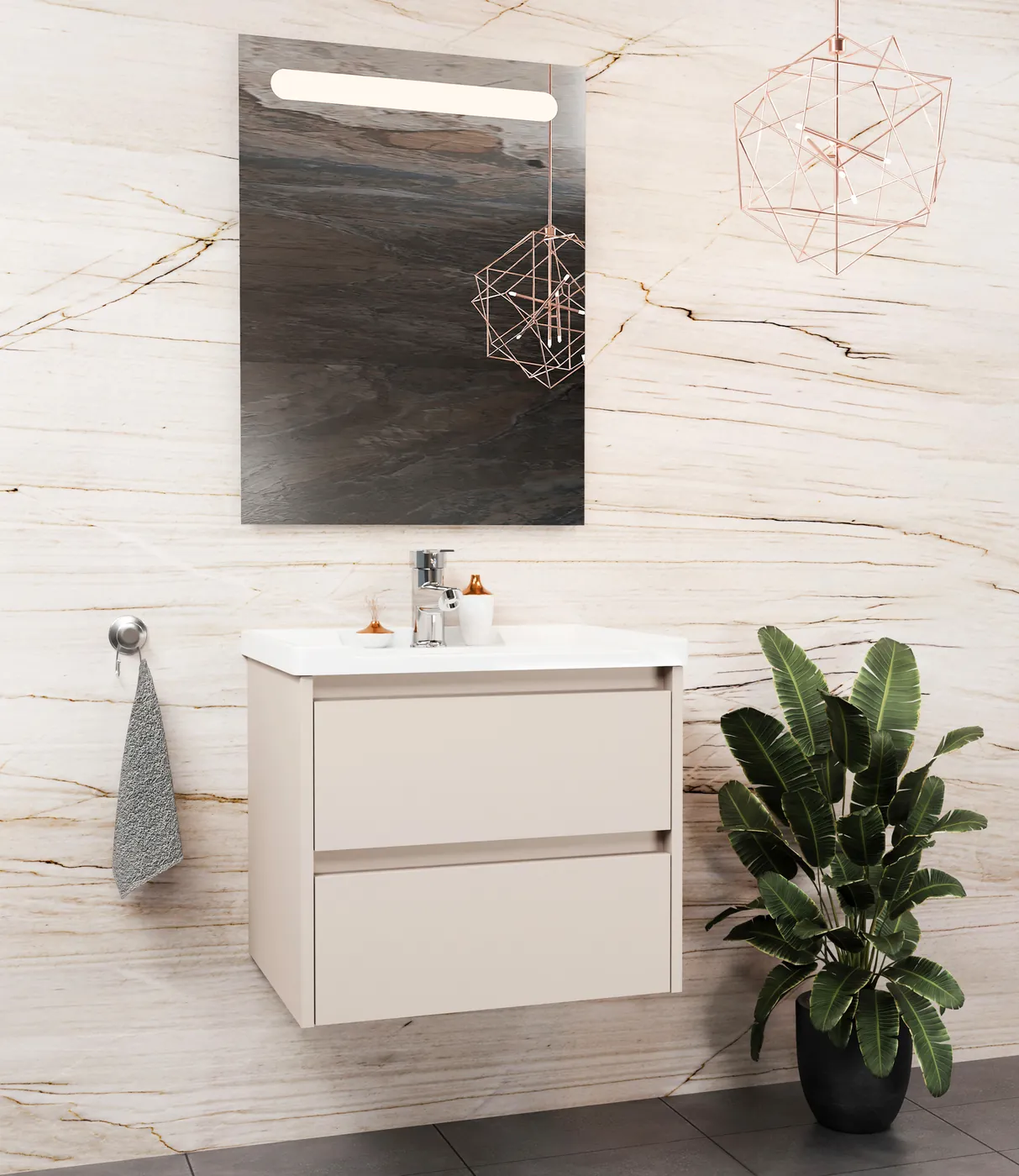 Meuble salle de bain Tokyo Minéral 60x46 cm / 80x46 cm