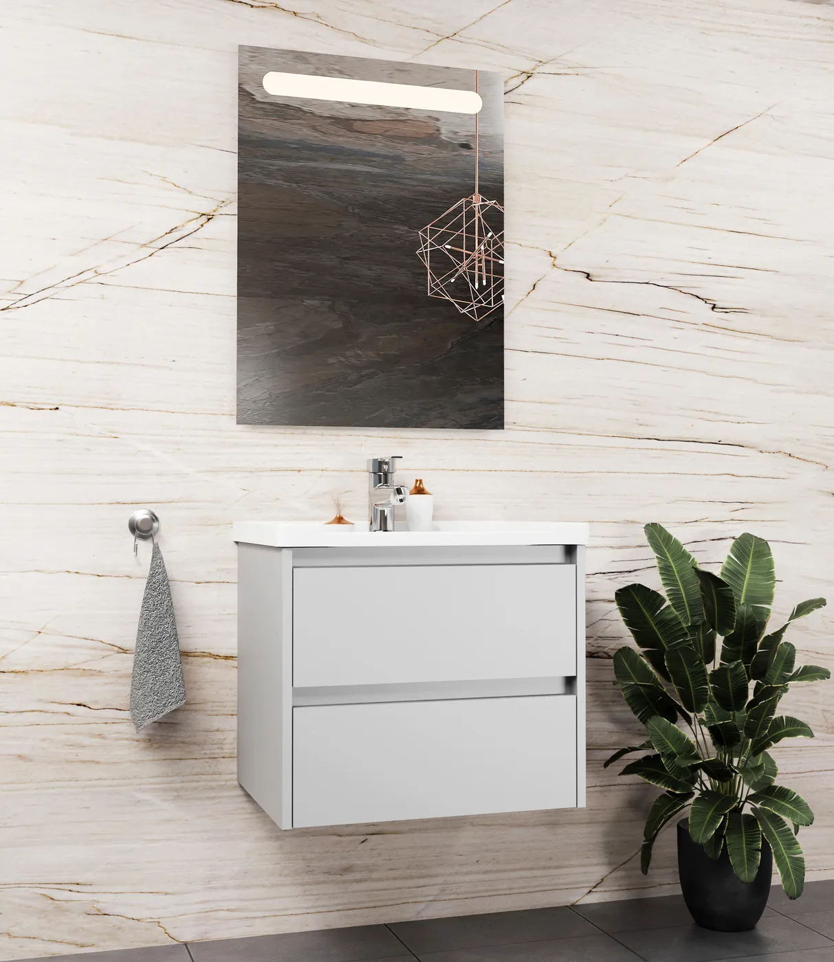 Meuble salle de bain Tokyo Gris 60x46 cm / 80x46 cm