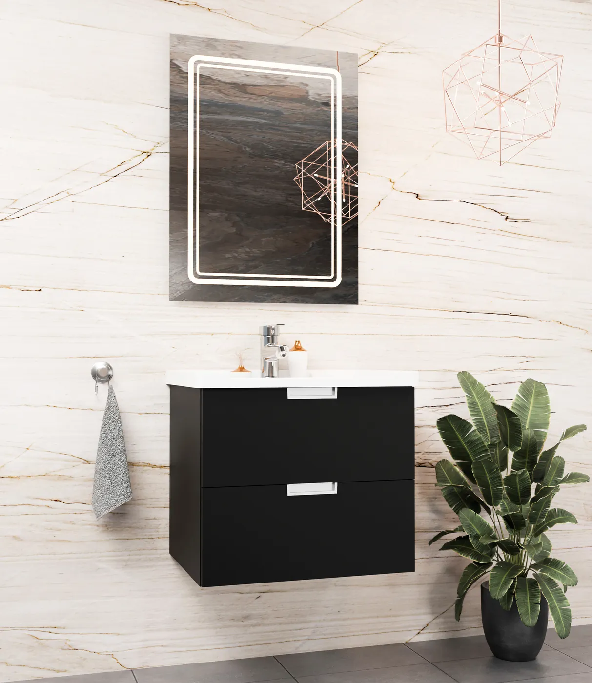 Meuble salle de bain Konya Anthracite 60x46 cm / 80x46 cm