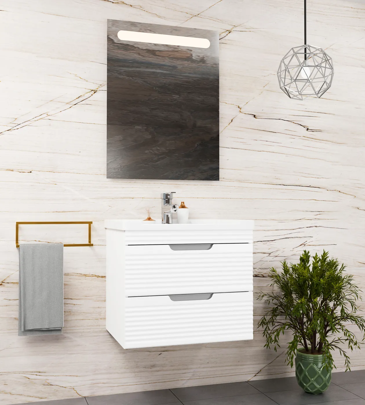 Meuble salle de bain Tiguan Blanc 60x46 cm / 80x46 cm