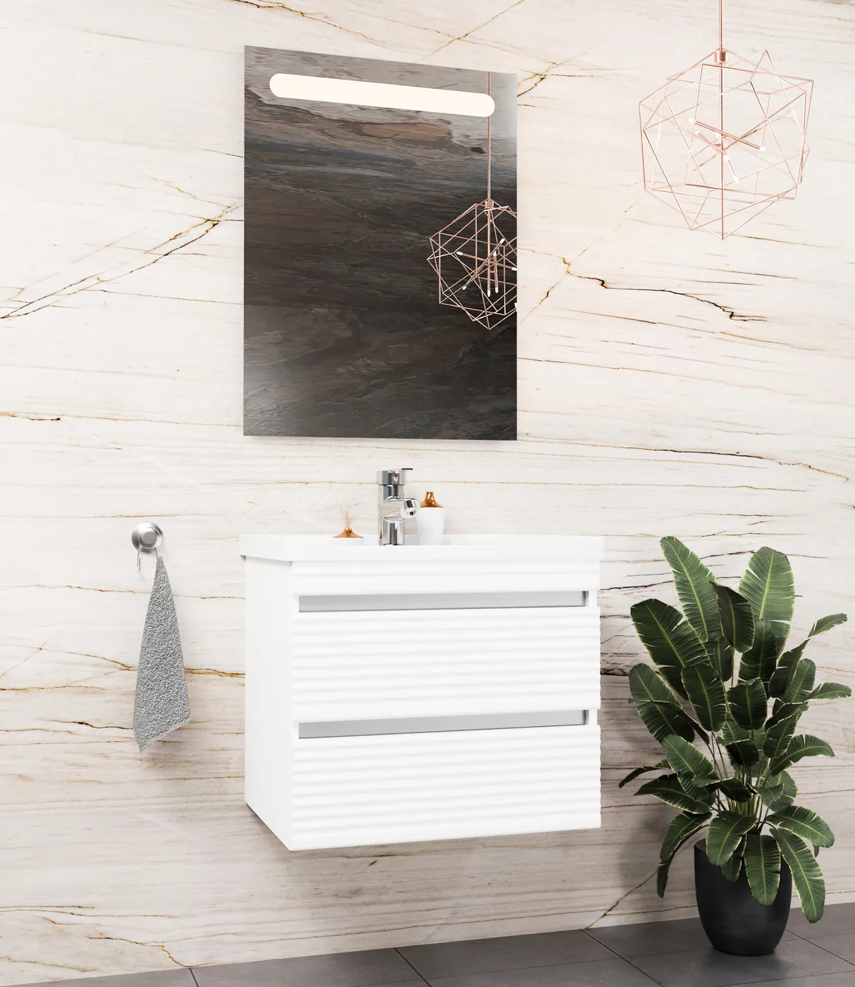 Meuble salle de bain Bologna Barde Blanc 60x46 cm / 80x46 cm